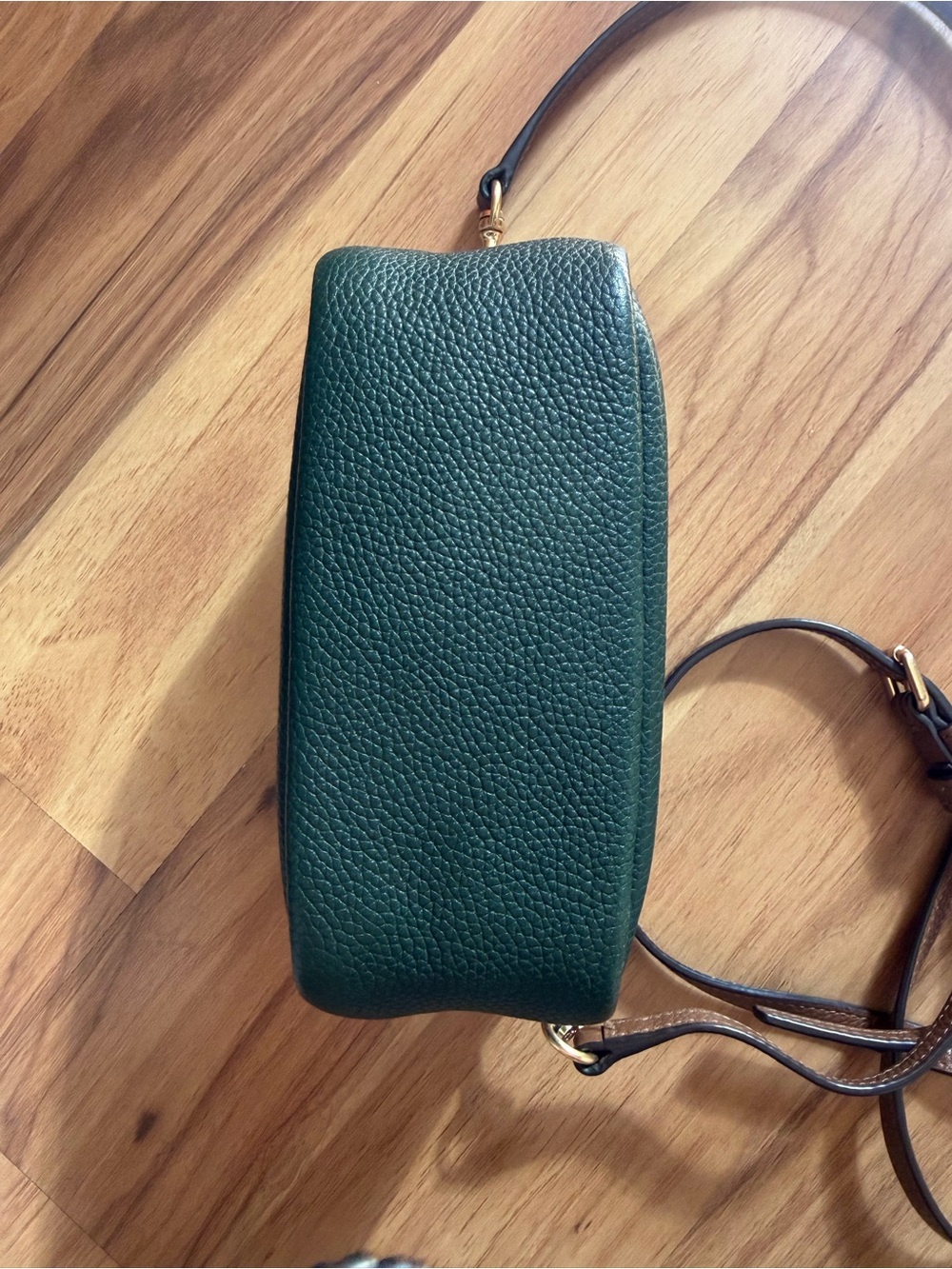 Tory Burch Perry Bombe Mini Leather Crossbody in Pine Tree and Gold - Picture 5 of 6